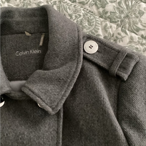 Calvin Klein Charcoal Double-Breasted Pea Coat Jacket Size 8 - Picture 4 of 10